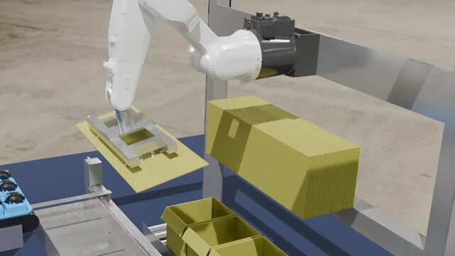 automatic manufacturing system robotic arm conveyor belt production