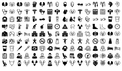 Fototapeta premium Professional Kidney Disease Vector Collection with Renal Healthcare and Medical Icons