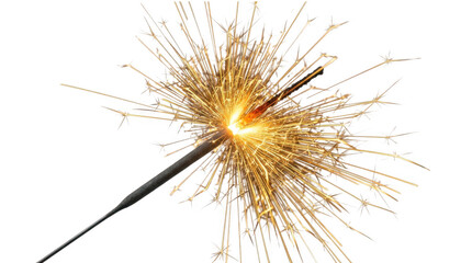 Fototapeta premium Bright burning sparkler firework isolated on transparent background