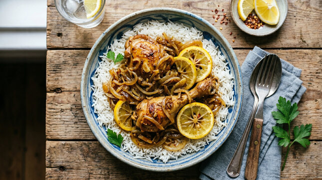 Yassa chicken with lemon and onions