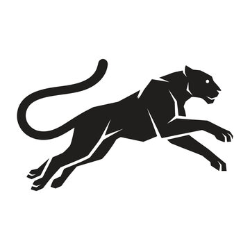 Jumping black panther puma wildcat logo