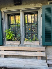 Close-up views of architectural details featuring building facades, windows, stairs, railings, fences and decorative structural elements, highlighting urban design, textures and craftsmanship in natur © Serhii