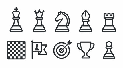 Professional chess tournament icons with target and trophy © Farrel Lexxy