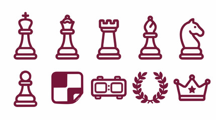 Chess tournament and strategy game line icon set © Farrel Lexxy
