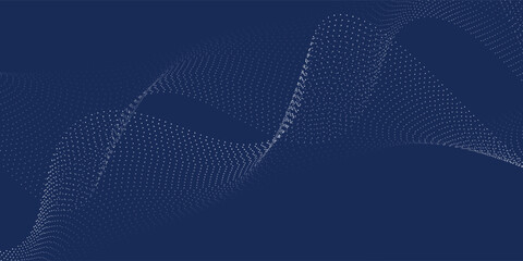 A modern abstract background featuring digital waves made of glowing dots over an ideal dark blue theme. © Azzami