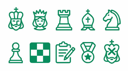 Chess strategy characters and game results icon set © Farrel Lexxy