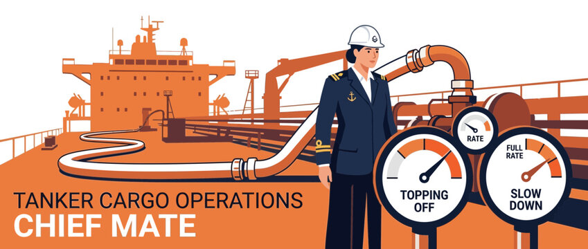 Chief Mate Overseeing Tanker Cargo Operations with Gauges