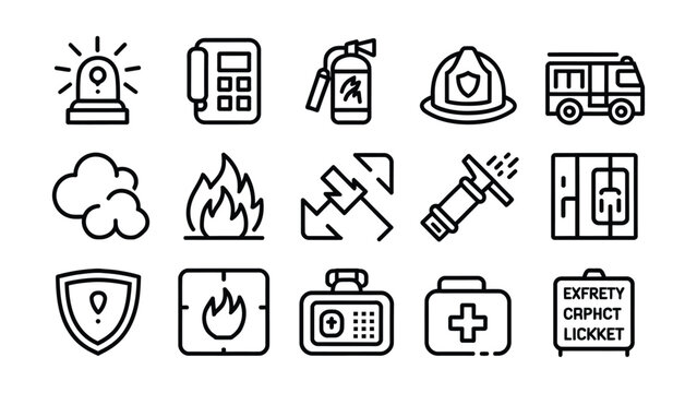 Black and white collection for emergency, safety and security