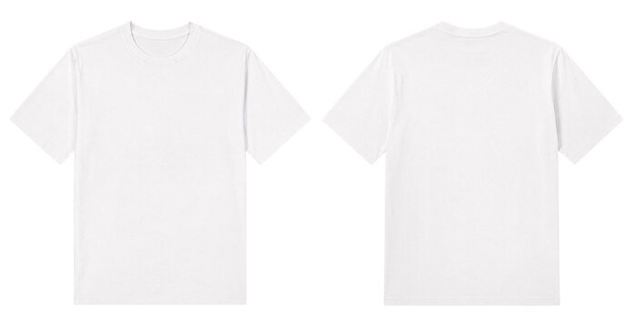 White T-Shirt Mockup Front and Back View Isolated on Minimalist Background flat lay style