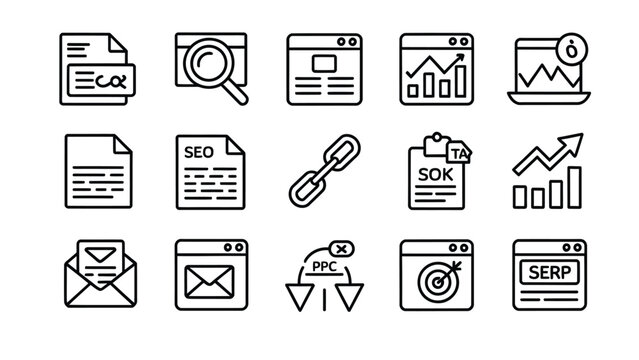 Black and white for seo, analytics, marketing, and web development