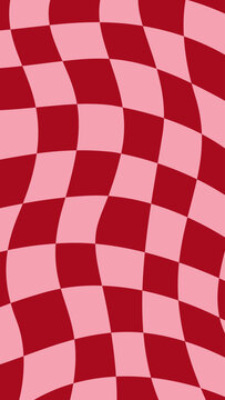 Pink checkerboard pattern with distorted wavy grid