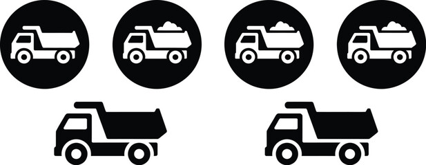 Dump Truck icons representing construction machinery heavy transport vehicles and industrial equipment concepts vector © maruf 1