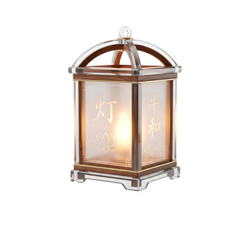 3D Glassmorphic Japanese Floating River Lantern Toro Nagashi Isolated