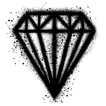 Diamond in graffiti style with black spray paint.vector illustration.