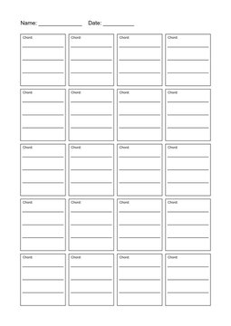 Blank music staff sheet with sections for writing notes  