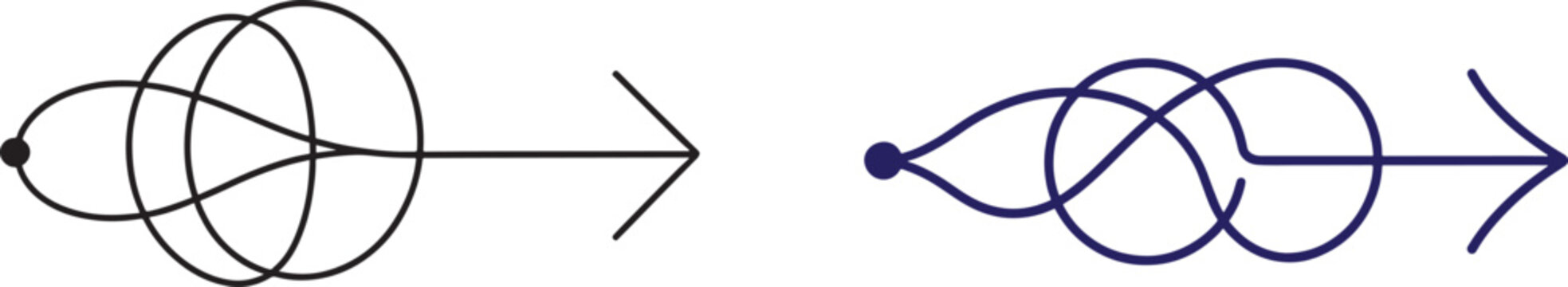 Tangled scribble line transitioning to straight arrow vector icon for problem solving and process simplification