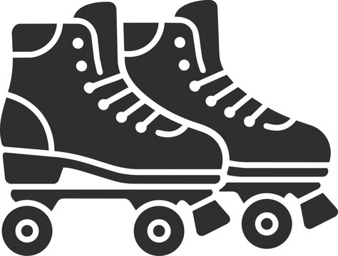 A minimalist roller skates icon representing roller skating, recreational sports, fitness, and outdoor fun. Ideal for sports branding, skating events, activity guides, and lifestyle designs