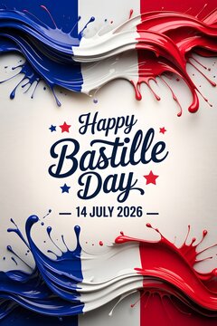 Celebratory paint splashes with festive text on wooden background for national holiday