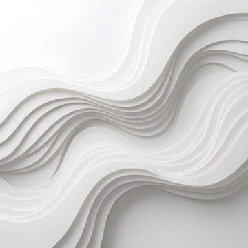 Abstract White Paper Texture with Curved Layers and Soft Shadows