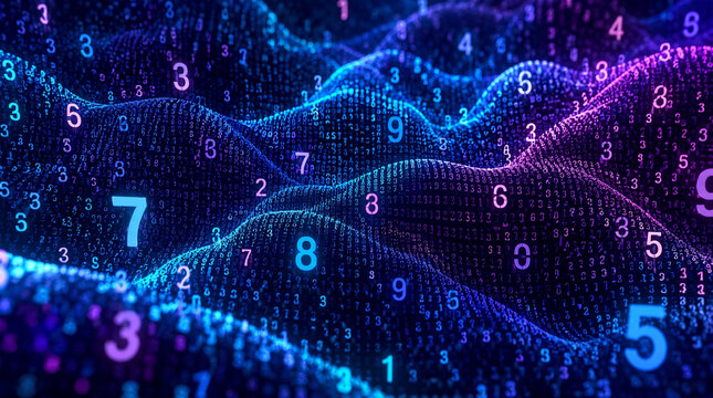 Abstract Digital Numbers Data Wave Background