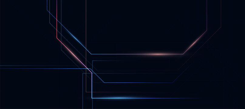 Abstract Futuristic Background with Blue and Red Neon Geometric Lines