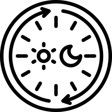 Circadian rhythm thin line icon. Sleep regulation by hormones. Vector illustration.