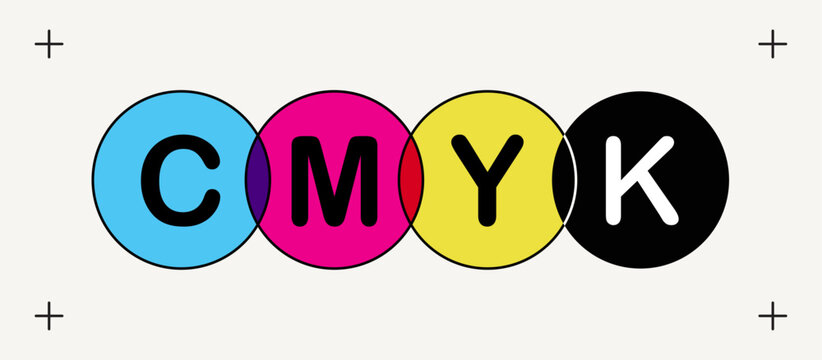 Four Color Process Calibration Concept, CMYK Alignment Circles And Print Registration Marks
