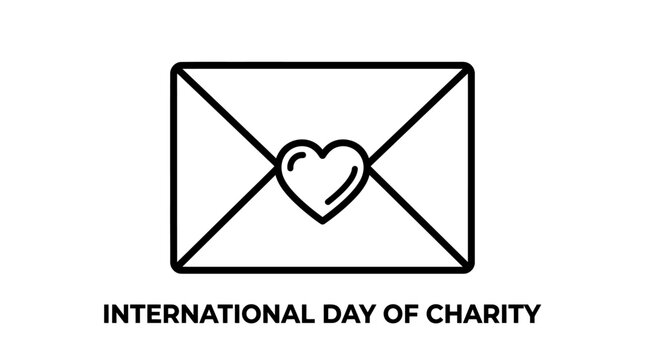 International Day of Charity Icon with Heart Envelope