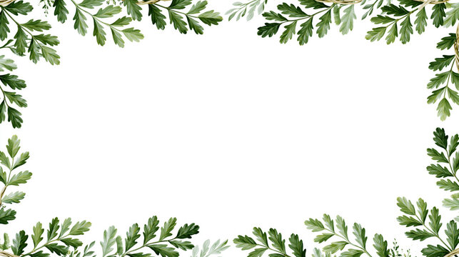 scandinavian botanical invitation border with elegant green foliage frame