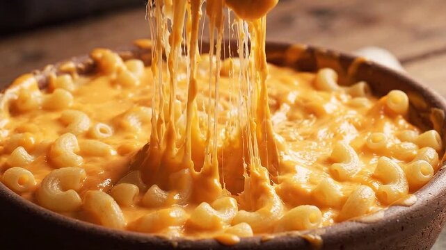 Ultimate Macaroni and Cheese Pull with Hot Melted Gooey Cheddar