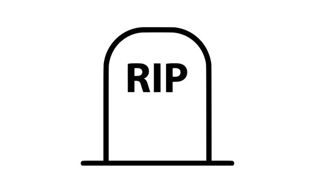 Simple Minimalist Tombstone RIP Icon Line Art