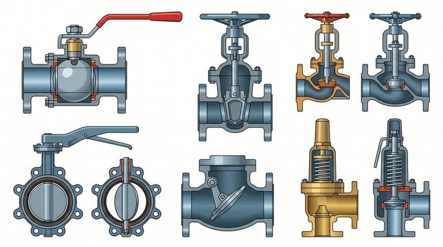 Industrial valve cross-sections reveal internal mechanisms