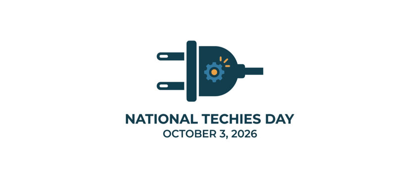 National Techies Day graphic featuring a stylized electrical plug icon.