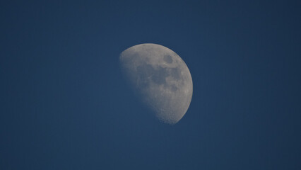 Moon in a clear blue daytime sky. © Anna