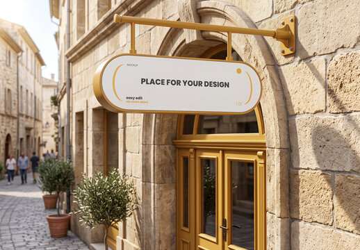 Hang Sign on Store Front Mockup