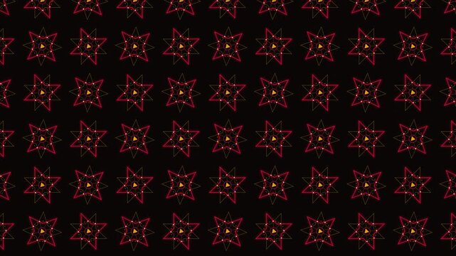 Cyberpunk Islamic Geometric Tessellation 4K Loop - Cyber NeonLattice Static 11 (Triangular Hexagram Star) in Crimson Hack Laser (Laser Crimson Red, Warning Orange, Amber, Cyber Carbon Black). Fut