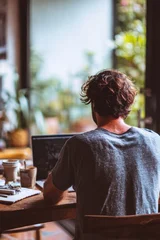 Creative Focus in a Cozy Home Office Surrounded by Nature's Calmness © evening_tao