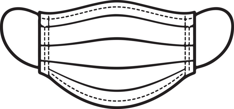 Face mask icon medical or surgical mask outline line art silhouette vector