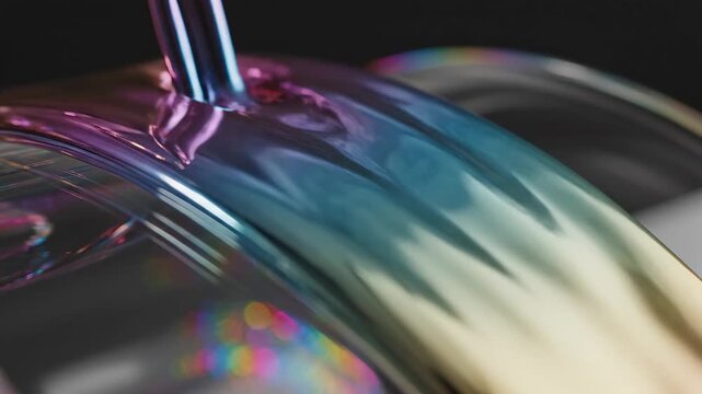 Focus on a clear water droplet on a shiny metal surface
