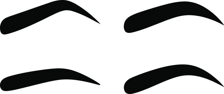 Female eyebrow arch shapes set with minimalist thick brow silhouettes for permanent makeup tattooing and beauty salon charts
