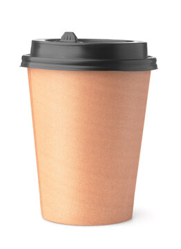 Brown disposable paper coffee cup
