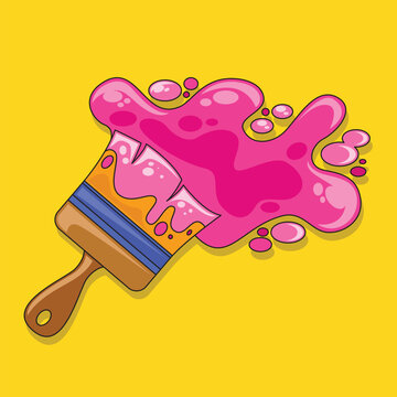 Hand drawn brush painting icon vector illustration