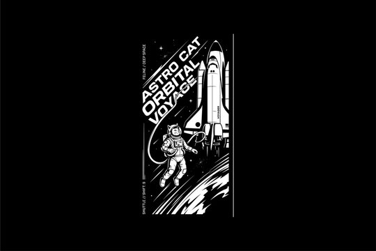 Black and white astro cat image.