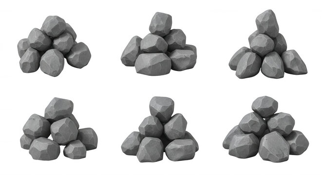 gray rocks piled close-up studio photography natural textures for scenic design or landscaping applications