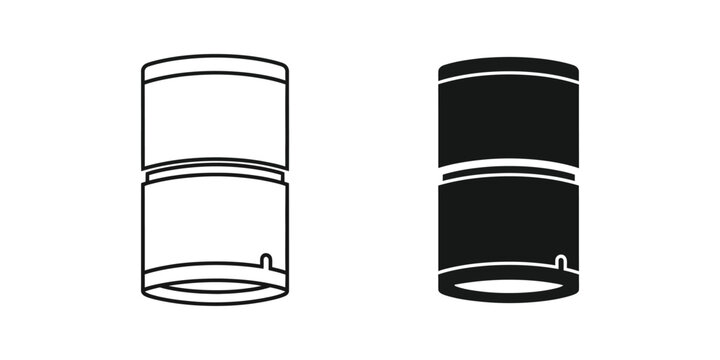 Cylindrical electronic component set featuring two styles of capacitors in outline and solid black cylinder