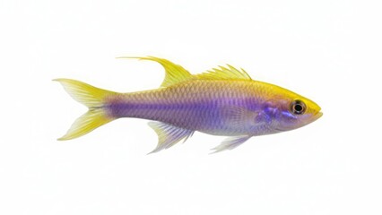 Fototapeta premium Vibrant Purple and Yellow Anthias Fish Isolated on White Background