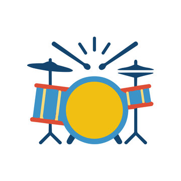 Drum set with cymbals and sticks.