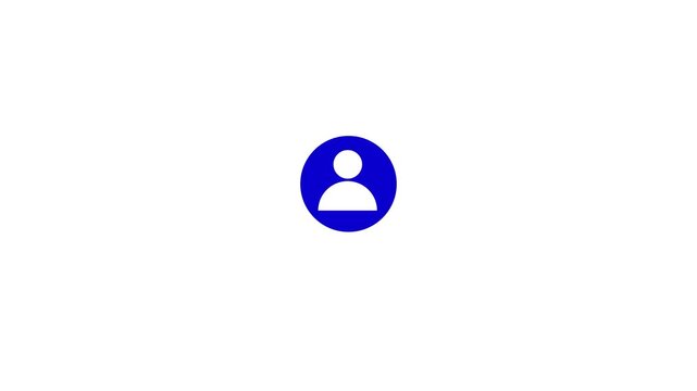 people icon on black and white background. Communication man profile icon 4k video animation white alpha chnanel.