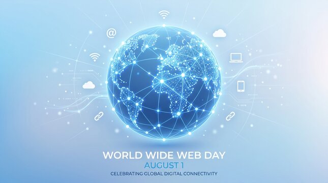 World Wide Web Day Celebration with Global Internet Network Illustration