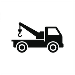 Naklejka premium Black tow truck icon with hook Vector